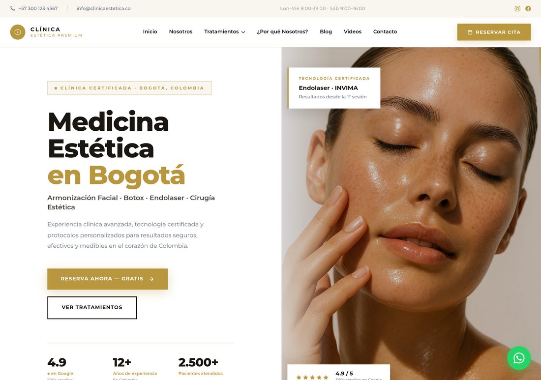 Vista previa del sitio — Estética